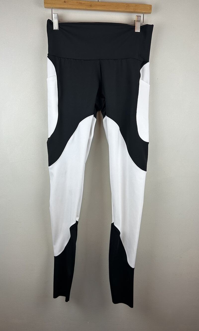 Waterlust Orca Whale Leggings Size L Swim Workout Pockets Eco Friendly
